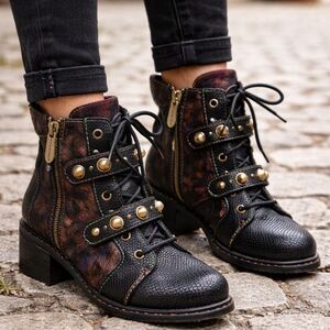 Spring Step L’Artiste Chrissy-BM Boots | Black Multi | Size 35 (US 5)
